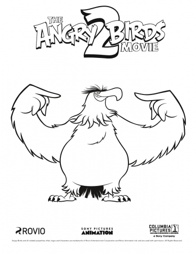 Раскраска для детей Angry Birds 2 в кино могучий орел