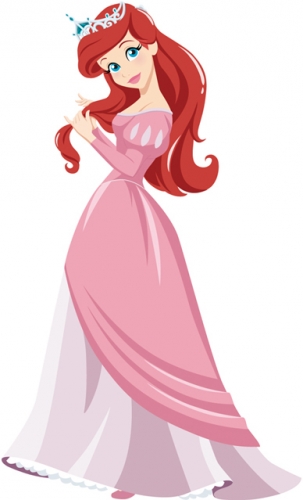 Ариэль в розовом платье и короне