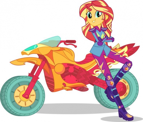 Девушки Эквестрии Игры Дружбы Сансет Шиммер с мотоциклом