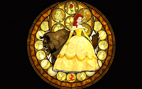 Красавица и Чудовище витраж Красавица и Чудовище