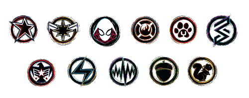Marvel Rising темные логотипы персонажей