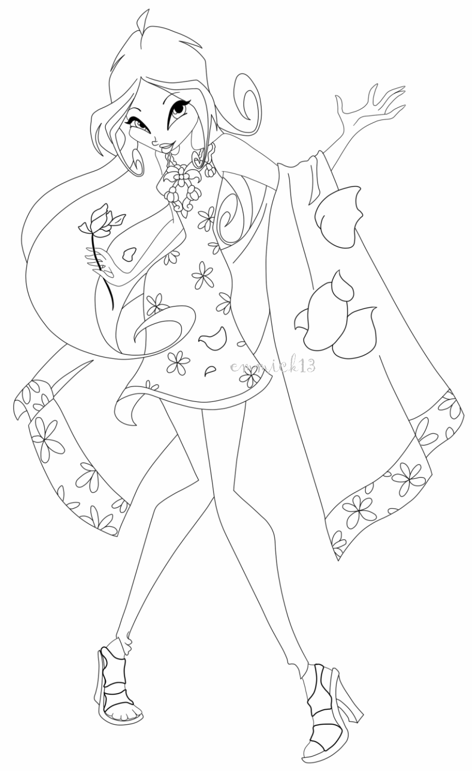 Флора в пакистанском костюме, раскраска - Фанарт - YouLoveIt.ru