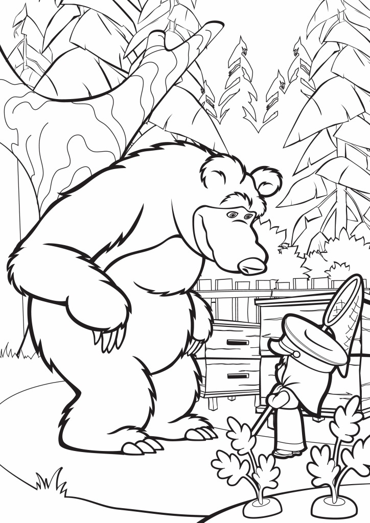 Раскраска Маша и Медведь, Маша милиционер Раскраски Маша