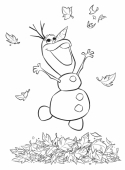 Снеговик Олаф резвится в листве