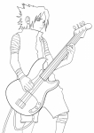 Раскраска Наруто: Саске с гитарой