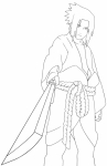 Раскраска Наруто: Саске с катаной