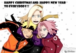 Новогодняя картинка с Ино, Сакурой и Наруто