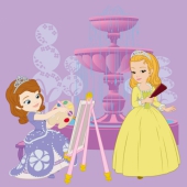 Принцесса София рисует принцессу Эмбер с веером