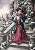 Романтичная картинка Белль на зимних ступеньках