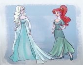 Ариэль и Эльза в красивых платьях