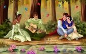 Принцессы с принцами в лесу
