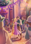 Юджин и Рапунцель танцуют на площади