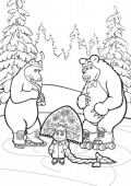 Раскраска Маша и Медведь, Маша Снегурочка