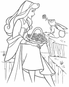 Раскраска кролик дарит цветок Авроре (Розе)