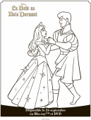 Раскраска Спящая Красавица Аврора танцует с принцем