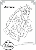 Раскраска для девочек принцесса Аврора и конь принца Филиппа