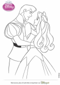 Раскраска принцесса Аврора и принц Филипп танцуют
