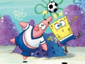 Губка Боб и Патрик играют в футбол