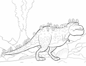 Раскраска миньоны и динозавр