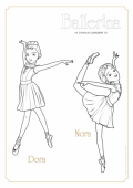 Балерины Нора и Дора - раскраска