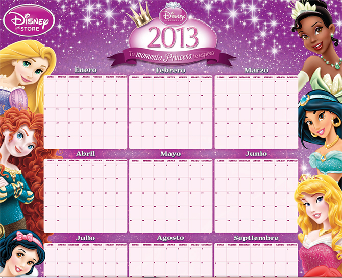 Календарь с Принцессами Дисней на 2013 год