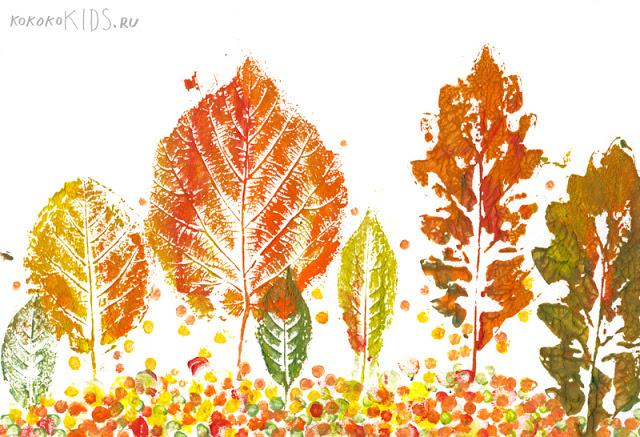 Идея для творчества: осенние картины с помощью листьев