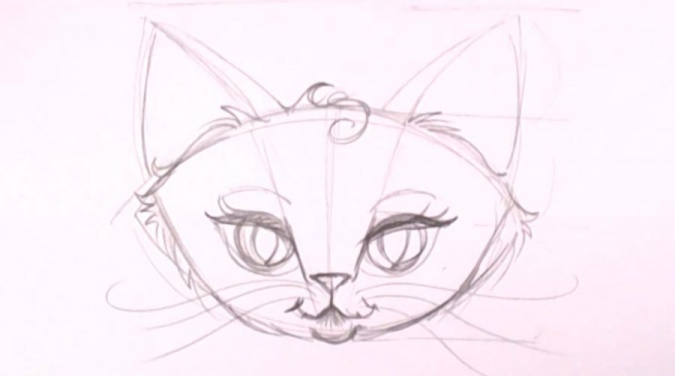 Пошаговый урок рисования кошки