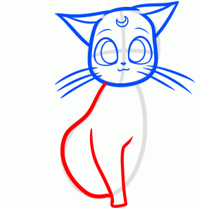Рисуем кошку Луну из аниме Сейлор Мун