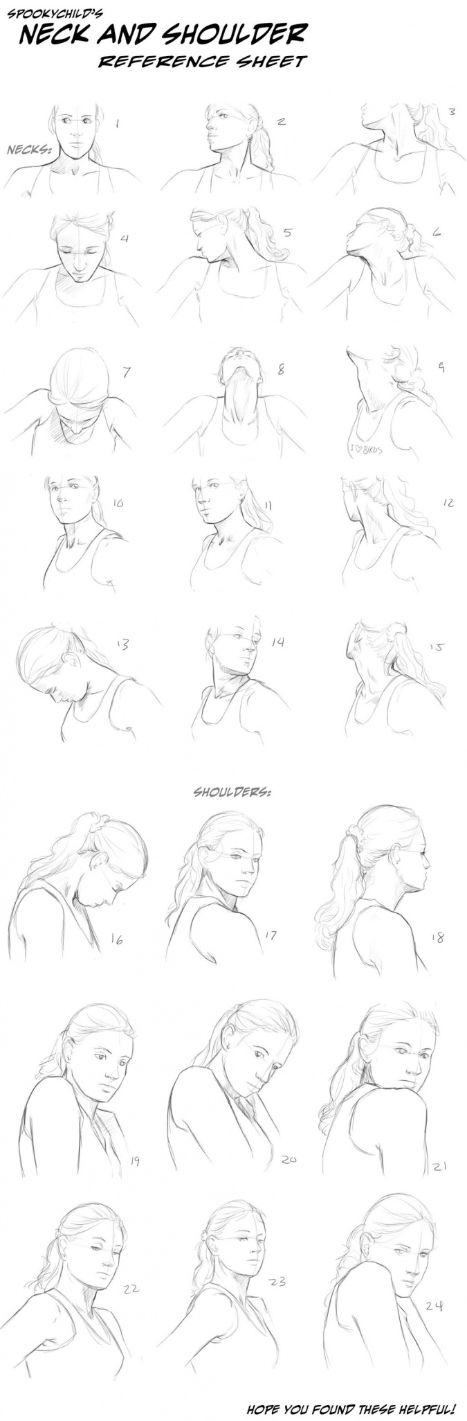 Как рисовать шею в разных положениях