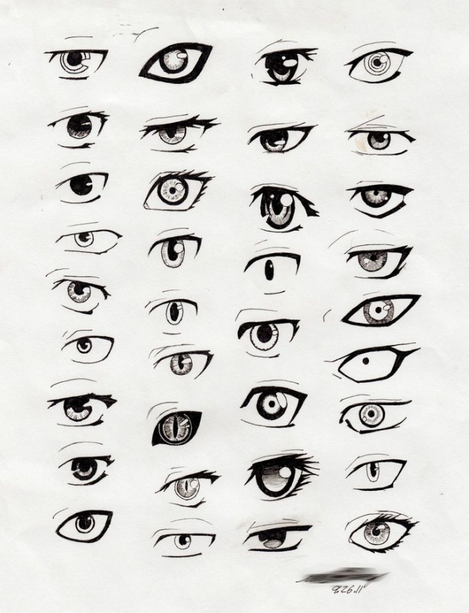 Примеры рисунков разных глаз