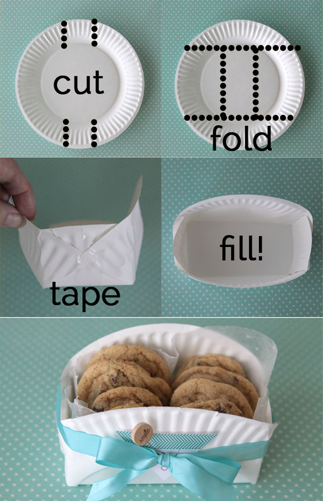 Корзинка для печенья из бумажной тарелки