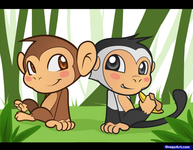Рисуем обезьянок - символ 2016 года
