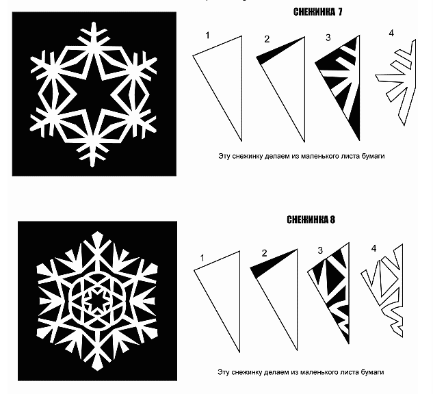 Новые схемы вырезания снежинок из бумаги на Новый Год