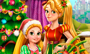 Новогодняя игра: Рапунцель с дочкой украшают ёлку
