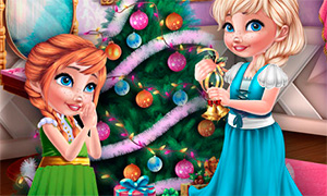Новогодняя игра для девочек: Сестры Эльза и Анна украшают комнату