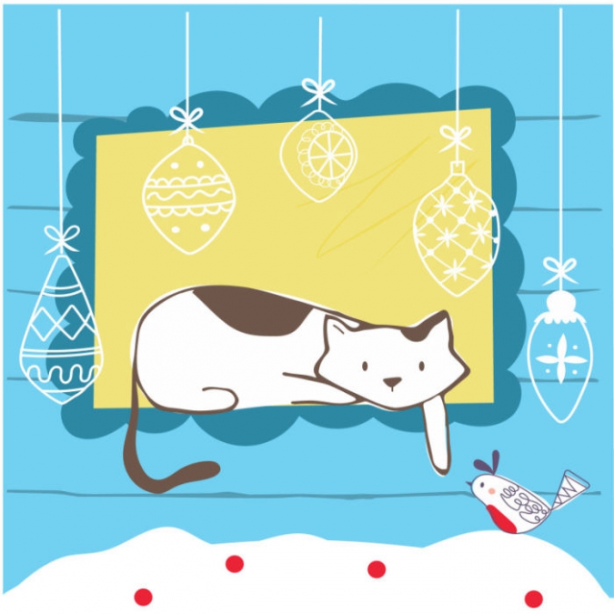 Новогодние открытки с котиками