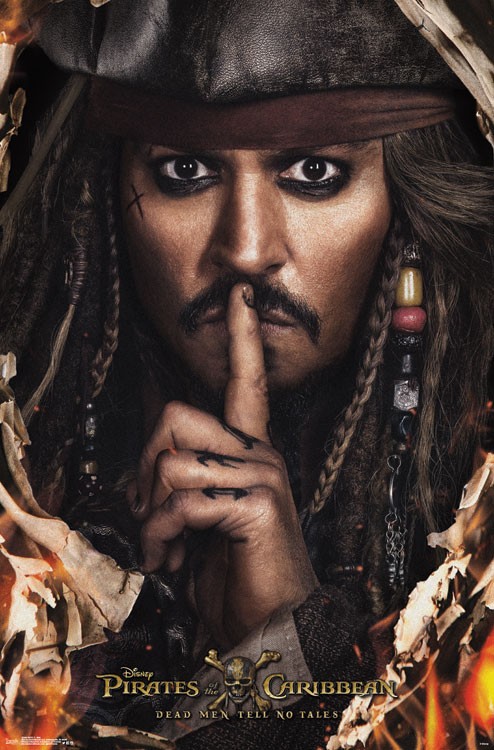 Пираты Карибского Моря 5: Мертвецы не рассказывают Сказки постер с Джеком Воробьем