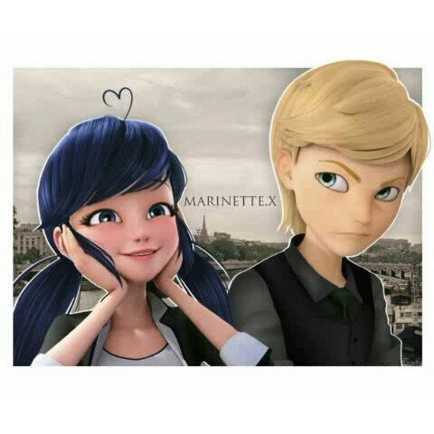 Маринет и Адриан в стиле аниме персонажей