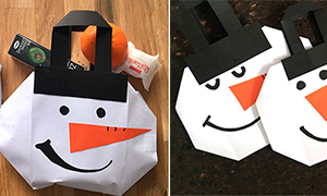 Сумочка из бумаги в форме снеговика своими руками | Для маленьких новогодних подарков