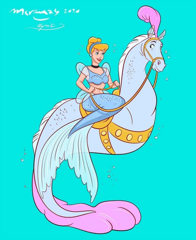 Дисней Принцессы русалки на морских коньках