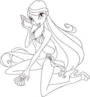 Раскраска Блум на пляже