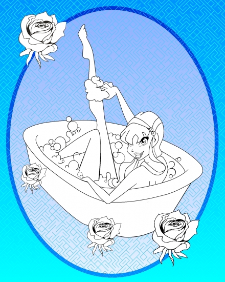 стелла в ванной раскраска