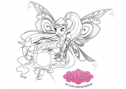 Раскраска магия Стеллы в превращении Блумикс Винкс