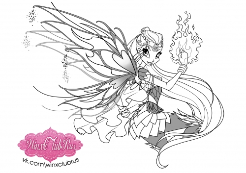 Раскраска магия Блум в превращении Блумикс Винкс