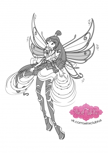 Раскраска магия Музы в превращении Блумикс Винкс