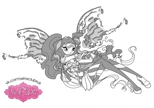 Раскраска магия Лейлы в превращении Блумикс Винкс