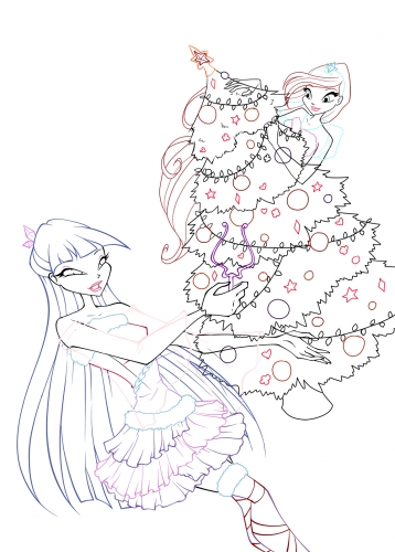 Муза и блум рождественский гармоникс раскраска