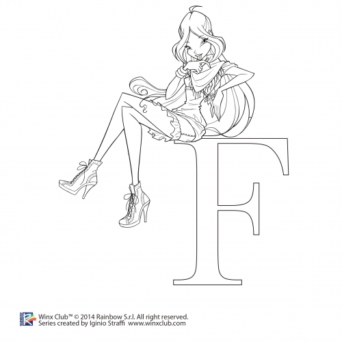 Раскраски Винкс 5 сезон Флора в шарфике