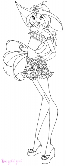 раскраска Блум в шляпке от The gold girl
