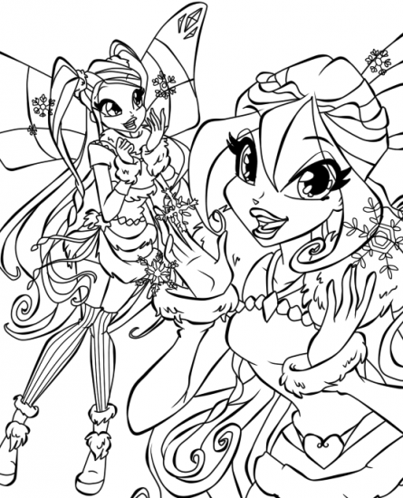 Новогодняя раскраска Винкс